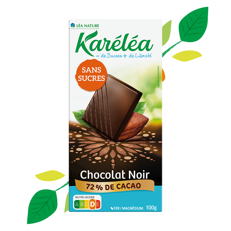 Chocolat noir 72% cacao sans sucres